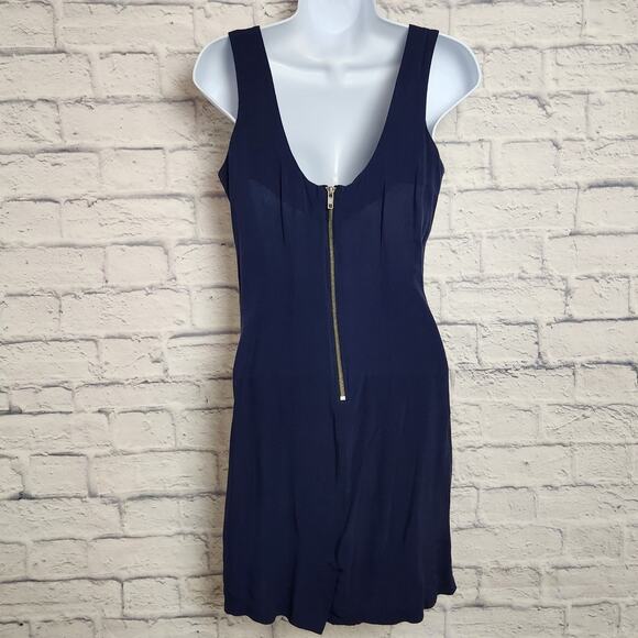 UK Style French Connection Dress Womens Size 4 Navy Blue Sleeveless Faux Sequins - Picture 2 of 14